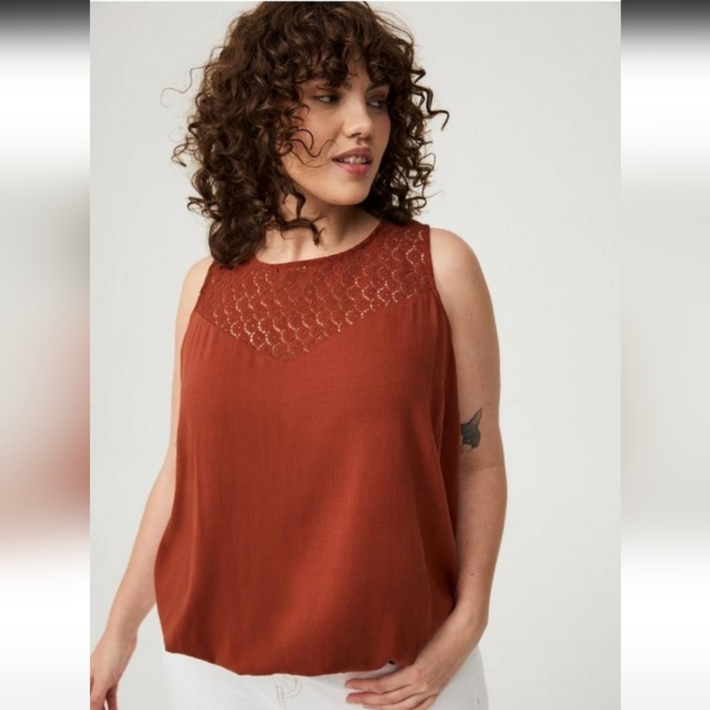 Torrid Rust Lace Detail Blouse